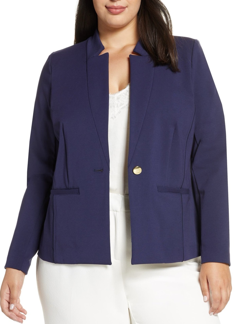 Eloquii Navy The Ultimate Stretch One-Button Blazer Plus Size 22 Office Siren